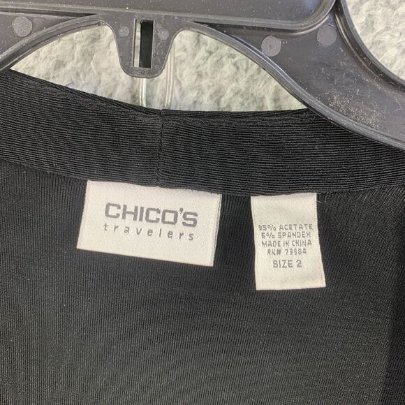 Chicos Travelers Slinky Shrug Top Sequins Womens Sz L 12 Wrinkle Free Black - Picture 7 of 7